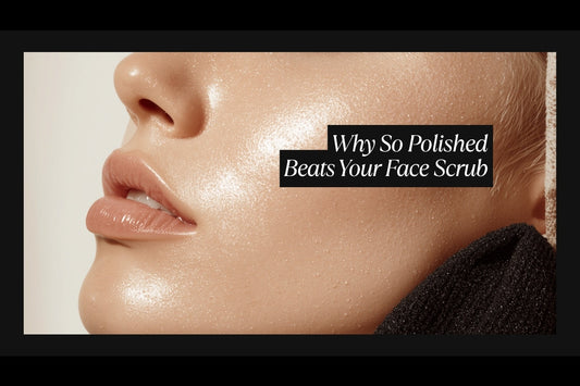 So Polished reusable facial cloth with activated charcoal beside glowing skin — Rojamy